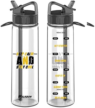 Keepax Sports Water Bottle, 900ML L1 Insulated Bottle for Outdoor Sport Hydration, FDA Approved BPA-Free Mist Water Bottle … (Black, 20OZ) (Black-Yellow, 30OZ)