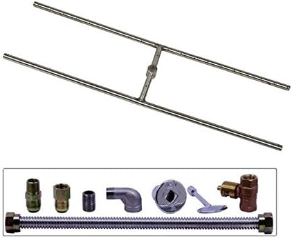 Spotix HPC Rectangle H-Burner Fire Pit Burner Kit (FPS-HBSB30KIT-NG-MSCB), 30x8-Inch Burner, Match Light, Natural Gas