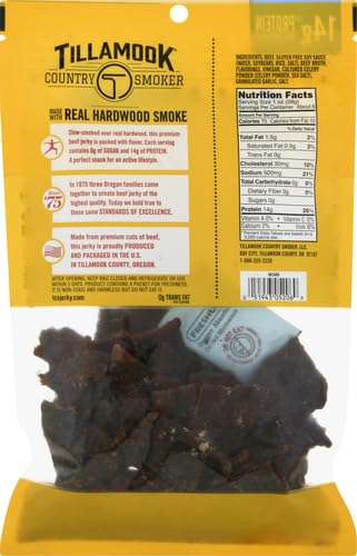 TILLAMOOK COUNTRY SMOKER KETO FRIENDLY ZERO SUGAR BEEF JERKY, ORIGINAL, 6.5 OUNCE