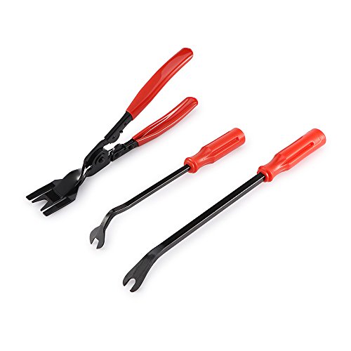 ALLOMN 3pcs Clip Plier Set Fastener Remover Auto Body Repair Tools with Storage Bag for Car Door Panel Dashboard