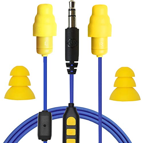 Plugfones Guardian Plus, Earplugs with Audio, 26 dB NRR, Noise Isolating Mic and Controls