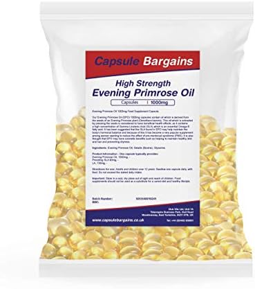 Evening Primrose Oil 1000mg High Strength 60 Capsules GLA 9% Skin & Menopause by Capsule Bargains