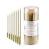 Bamboo Paddle Skewers 7 Inch, Food Grade Appetizer And Cocktail Picks, Wooden Barbecue/BBQ, Fruit, Sausage, Burger, Kabob Sticks For Party, Grilling. (200PCS Green Skin)