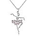 Adecco LLC Little Girl Necklace Dancer Ballet Recital Gift Ballerina Dance Necklaces Teen Girls Jewelry 16 inches (Lovely pink)