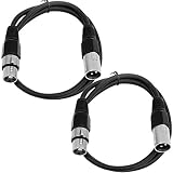 SEISMIC AUDIO - SAXLX-2-2 Pack of 2' XLR Male to XLR Female Patch Cables - Balanced - 2 Foot Patch Cord - Black and Black