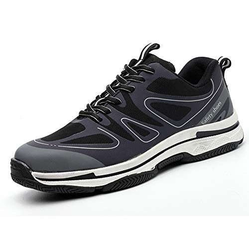 fashion steel toe work shoes industrial&construction shoes for man puncture proof safety shoes for women (man 10, 1822 grey)