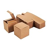 Kraft Gift Boxes - 50-Pack Gift Wrapping Brown Paper Boxes with Lids, Kraft Boxes for Party Supplies, Cupcake Containers, Wedding Favors, Small, 3 x 3 x 3 Inches