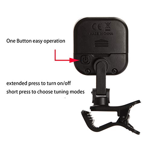 SWIFF Guitar Tuner Clip-On, Unique circle design, Sensitive Fast Tuning, Easy to Use, Big Clear VA Display for All String Instruments with Bass, Ukulele, Violin Accessories, Upgraded Tuner Series - Thumbnail 5
