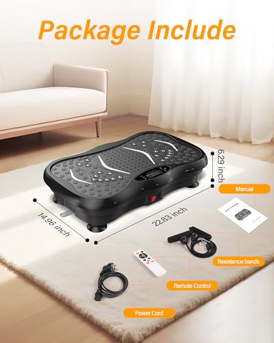 Vibration Plate Exercise Machine for Home Workout, 5 Programme Modes & 99 Speed Levels, Full Body Training Vibration Plate with Resistance Bands, LED Display & Remote Control, 330 lbs Capacity
