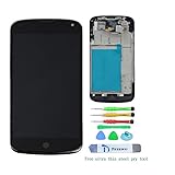 Teseko Touch Screen Digitizer Assembly for LG E960 Google Nexus 4 with Front Frame (Black)