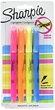 Sharpie 27174PP Pocket Highlighters, Smearguard Ink Technology, Slim Shape, 1 Blister with 4 Assorted Color Highlighters