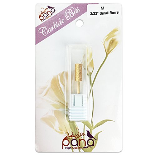 Pana 3/32" Safety Nail Carbide Bit - Gold Small Barrel Head (Grit: Medium - M) for Electric Dremel Drill Machine