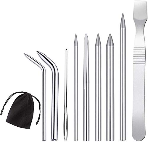 Namvo 9 Pack Stainless Steel Paracord Needle with Cloth Bag for DIY Craft Bracelets Stitching Weaving Laces Strings