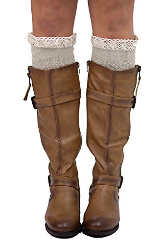The Original 2 Button Lace Boot Cuffs by Modern Boho (Oatmeal)