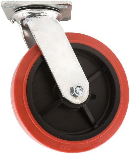 SOFTTOUCH 4135855 Polyurethane Swivel Plate Caster Wheel, red/Chrome, 8 inch