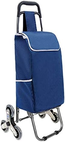 KSWD 6 Wheels Shopping Trolley, Climbing Stairs Foldable Waterproof Oxford Satin Load Bearing 75kg,A