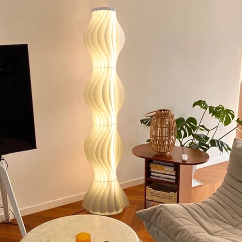 Vrygle Floor Lamp Living Room Acrylic LED 3 Temperatures Colour 170 cm | 3 Color Temperature LED Strip Light 3000K/4000K/6000K Unique Artistic Design for Living Room Bedroom Office White