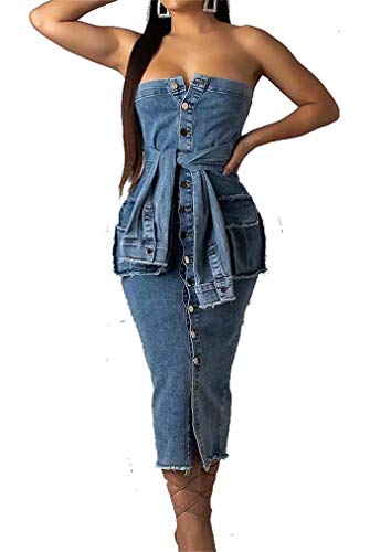 off the shoulder jean dress