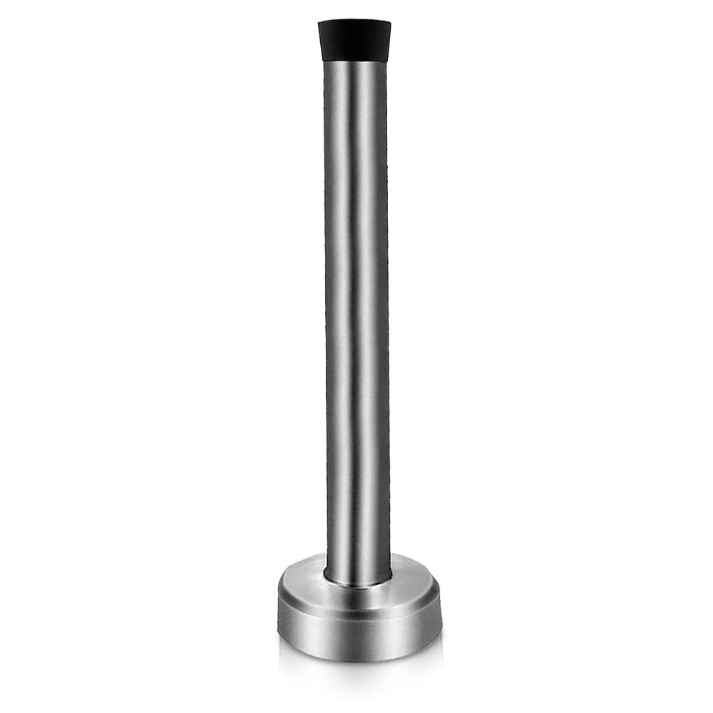 10 Inch Extra Long Door Stop Wall Mounted Door Stopper Brushed Stainless Steel with Rubber Bumper Tip Wall Protector for Indoor Outdoor, Silver, 25cm