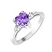 CloseoutWarehouse Simulated Amethyst Cubic Zirconia Heart Promise Ring Sterling Silver Size 3