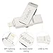 USB Flash Drive 32GB External Storage Expansion Memory Stick,Yafeite Thumb Drive Lightning Connect iPhone Android Type C PC 4 in 1 (Silver) (flash drive 2 in 1)