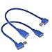 RIITOP Short Angle USB 3.0 Extension Cable Type A Male Plug to Female Cord 1 Foot 2-Pack (1x Left, 1x Right)