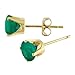 5 mm Natural Round Emerald Stud Earrings Set in 14k Yellow Gold