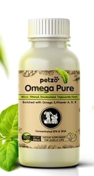 Petzo Omega Pure - Omega 3 Fish Oil for Dogs and Cats, 200 ml