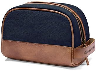 Dopp Kit 'Glen' - Classic Toiletry Bag and kit, Cosmetic and Toilet-Bag, Ladies, Men, sustainably Handmade, Retro-Vintage, 5L, Canvas, Leather, Navy-Blue, DR00197