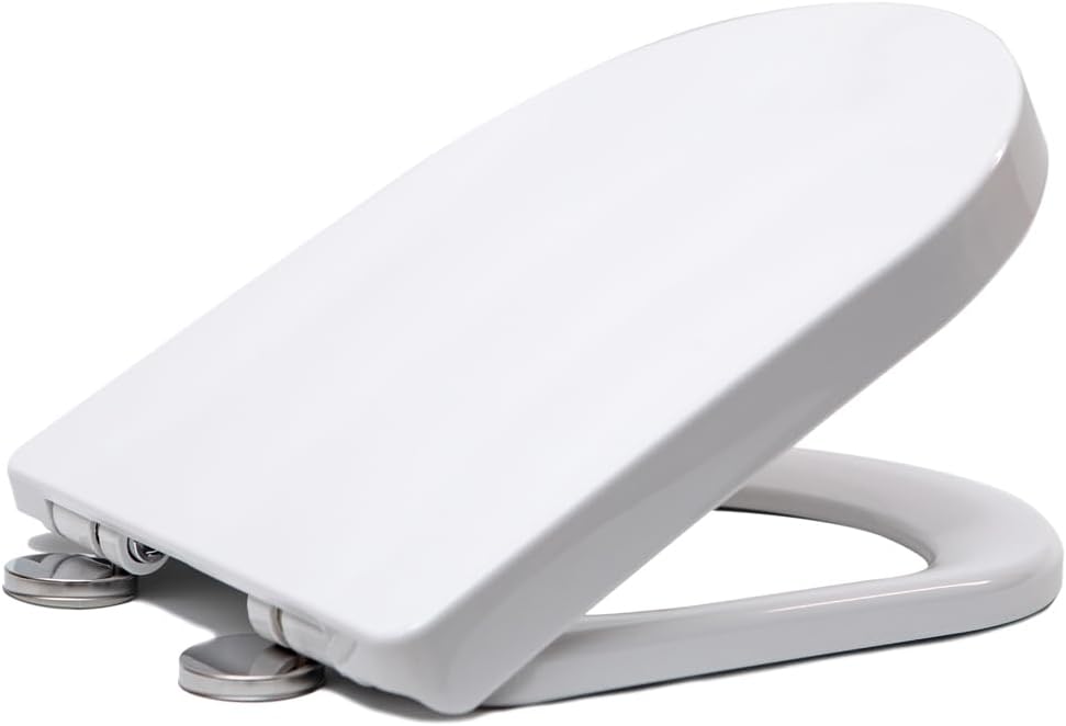 Vivo Technologies D Shape Soft Close Quick Release Toilet Seat Top Fix White