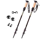 Alpine Summit Trekking Poles [ Pair ] Collapsible Hiking / Walking Sticks, Tungsten Tips, Ultralight, Cork Grips, Flip Locks