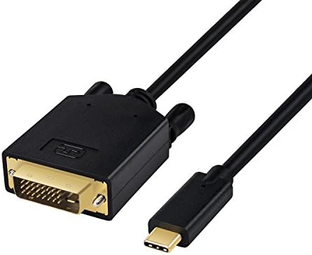 USB C to DVI Cable (4K@30Hz), 6ft/1.8m Thundebolt 3 Type C to DVI-D 24+1 Adapter Cable Converter Cable [Gold-plated Connector] for MacBook Pro, Galaxy Note8 S8/S8 Plus, HUAWEI Mate 10 (Plug and Play)