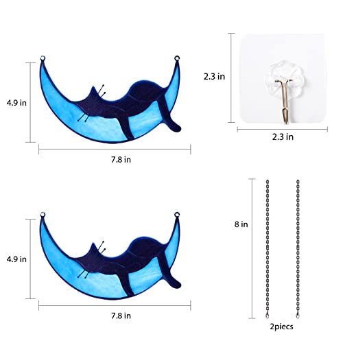 Black Cat Memorial Gifts, 2 Pcs Cat Decor Suncatcher, Window Suncatcher Cat on Moon Memorial Gifts, Gifts for Cat Lovers