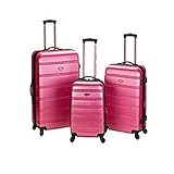 Medium Pink Lightweight Wheeled Briefcase, Solid