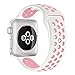 StarMoring Soft Silicone Sport Band Replacement Wrist Strap for iWatch Apple Watch Series 1 Series 2,38mm,M/L,White and Pink