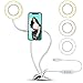 Ring Light for Phone, SIX-QU Cell Phone Holder with Selfie Ring Light for Live Stream, Makeup, Video Chat, 3-Light Mode and 10-Level Brightness with Flexible Phone Stand for iPhone, Android Phone