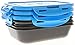 6 Pack Fitness Sure Seal Meal Prep Containers Set of 3 20oz (Black/Neon Blue)