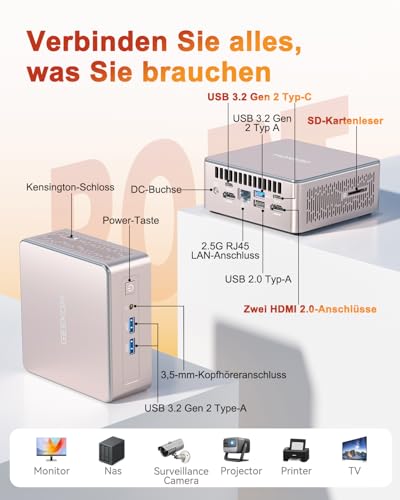 GEEKOM Mini PC A5 2026 with AMD Ryzen 5 7430U, 16GB RAM (Expandable, Not LPDDR) 512GB SSD, Windows 11 Pro Ultra Quiet Compact Desktop PC with Dual HDMI 8K Output & SD Slot for Business/Office