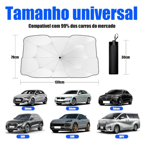 Protetor Solar Para-brisa, Quebra Sol Portátil, Proteção Térmica UV, Protetor Solar com Isolamento Térmico, Retrátil, Protetor Térmico Para Carro, Protetor Dobrável Preto para Carro