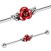 (2pcs) Double Blue Butterfly and Red Rose Industrial Barbells14G 1&1/2