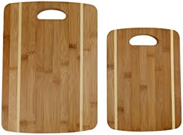 Uniqueware 2-Pack Bamboo Cutting Board Set- Premium Chopping Board Set- Large+ Medium Butcher Block, Best Meat, Bread Kitchen Carving Board Set W/ Handle- Top Convenience For Home &amp; Professional Cooks