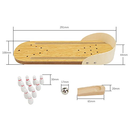 HaloVa Wooden Mini Bowling Game Set, Tabletop Bowling Game, Preschool Early Development Educational Toys for Children, Kids and Toddlers - Thumbnail 6