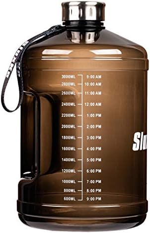 SIuxKe 1 Gallon Big Water Bottle Motivational Fitness Workout with Daily Time Marker| Reusable Leak-Proof | Clear BPA-Free Large 128 OZ/68 OZ for Outdoor Camping Hiking