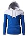 H2H Mens Casual Slim Fit Long Sleeve Color block Hoodie With V- Design line