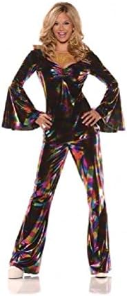 Women'S 60'S 70'S Retro Disco Diva Costume Rainbow Top Pants Dancing Fever Sm-Xl