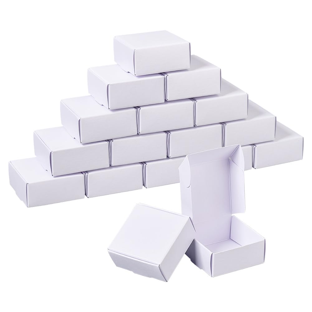 OLYCRAFT 100Pcs Mini Cardboard Boxes 5.5x5.5x2.5cm White Cardboard Present Boxes Jewelry Kraft Box Small Corrugated Mailer Boxes Mini Boxes for Present Wrapping Packaging Small Items
