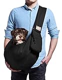 artisome Ririsann-01 Adjustable Pet Dog Sling Front Pack Easy Shoulder Strap Purse Comfy Pouch for Small Dogs Catsup to 10 lb, Black