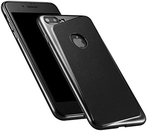 AmazingBull iPhone 7 Plus / iPhone 8 Plus (5.5 inch) Ultra-thin PU leather hard case with embedded metallic tablet, nanometer electroplating frame, Special Plus Design (Black)