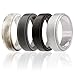 ROQ Silicone Rubber Wedding Ring for Men, Comfort Fit, Men's Wedding Band, Breathable Rubber Engagement Band, 8mm Wide 2mm Thick, Step Edge, 4 Pack, Marble, Black, Grey, Silver, Size 9