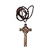 Catholica Shop Saint Benedict Wood Crucifix Pendant Necklace - San Benito Catholic Necklace for Men & Women, Cross Pendant, Handcrafted in Brazil (Large)